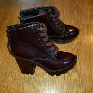 Aldo patent leather lace up booties